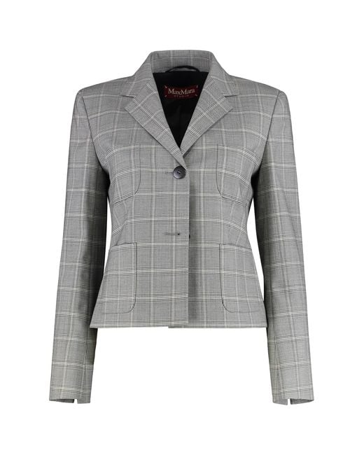 Max Mara Gray Jacket Manto Virgin Wool Blazers