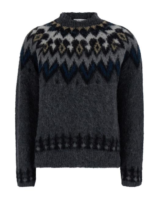Jucca Black Sweater With Norwegian Motif, Wool Alpaca Tops