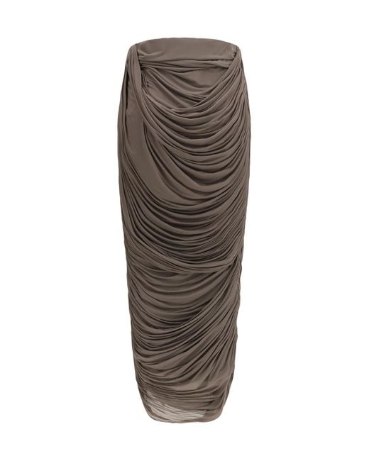 Magda Butrym Brown Draped Silk Midi Skirt Cupro; Elastane