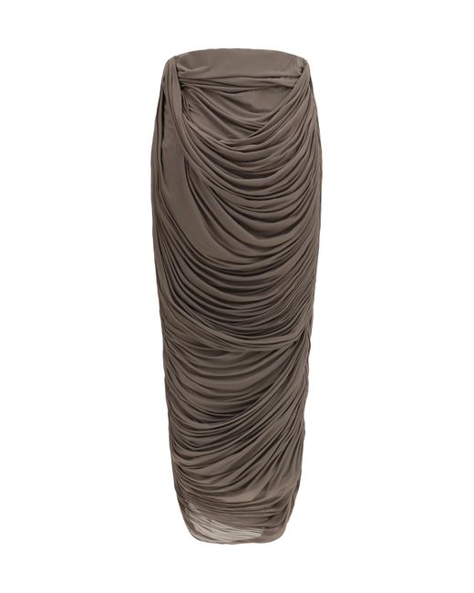 Magda Butrym Black Midi Skirt Draped Silk Cupro