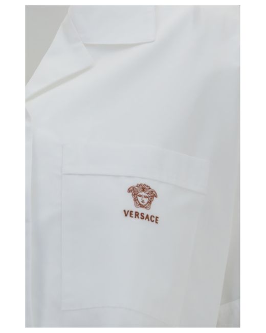 Versace Gray Shirt Cropped Cotton Poplin