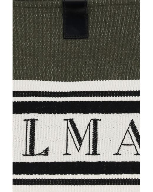Balmain White Medium Canvas And Leather Release Tote Cotton; Polyester Shoulder Bags