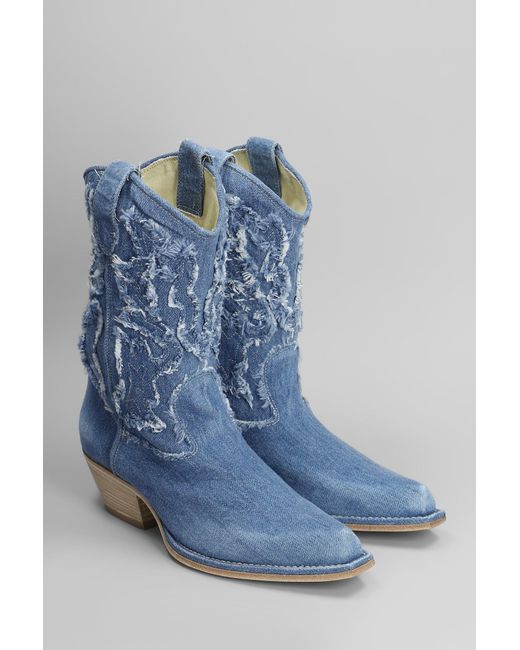 Vic Matié Blue Denim 505 Texan Ankle Boots