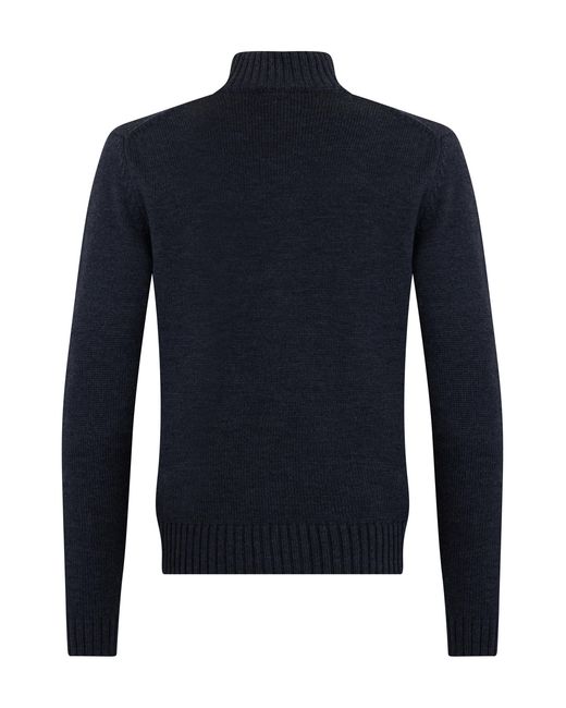 Slowear Blue Cardigan With Collar Virgin Wool Cardigans for men