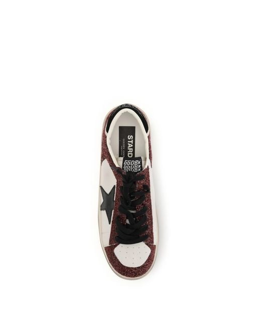 Golden Goose Deluxe Brand White Sneakers Stardan Leather Milk-Burgundy- Trainers