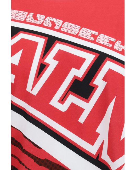 Palm Angels Red Racing Long-Sleeved T-Shirt Cotton T-Shirts for men