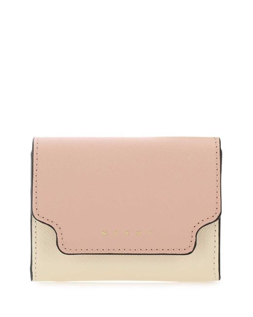 Marni Pink Two-Tone Leather Coin Purse