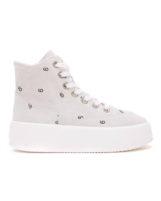 MM6 by Maison Martin Margiela Leather Logo High Top Sneakers in White ...
