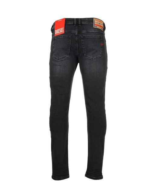 DIESEL Black Logo Patch Slim Jeans for men