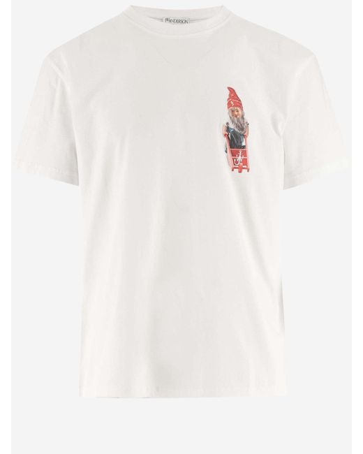 J.W. Anderson White Cotton T-Shirt With Graphic Print And Logo for men