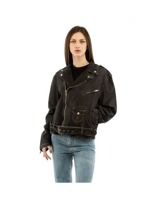 Moschino Black Multicolor Cotton Denim Jacket
