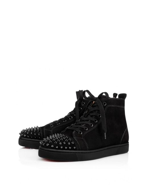 Christian Louboutin Black High-top Sneakers In Suede With Spikes for men