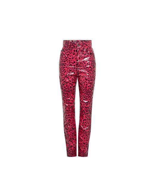 Dolce & Gabbana Red Leopard Skinny Pants
