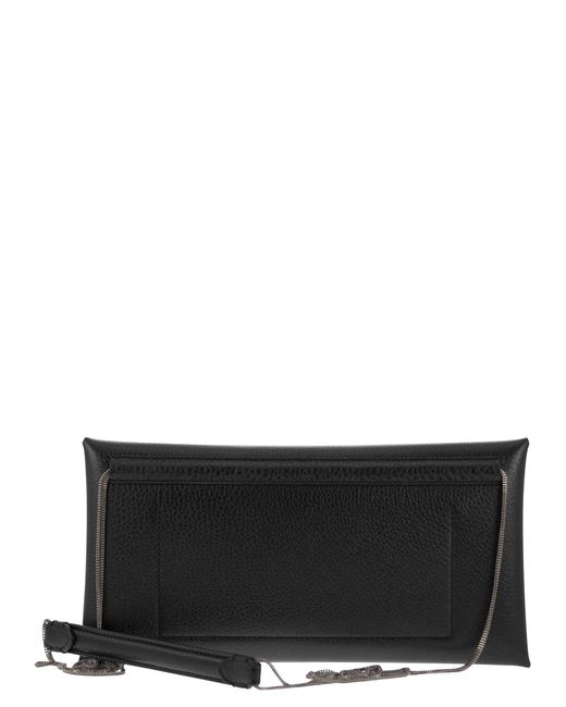 Brunello Cucinelli Black Leather Cross Body Bag