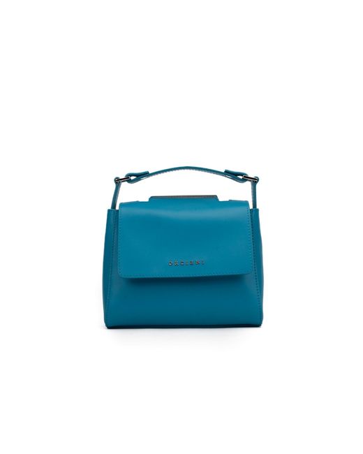 Orciani Blue Sveva Vanity Mini Leather Bag