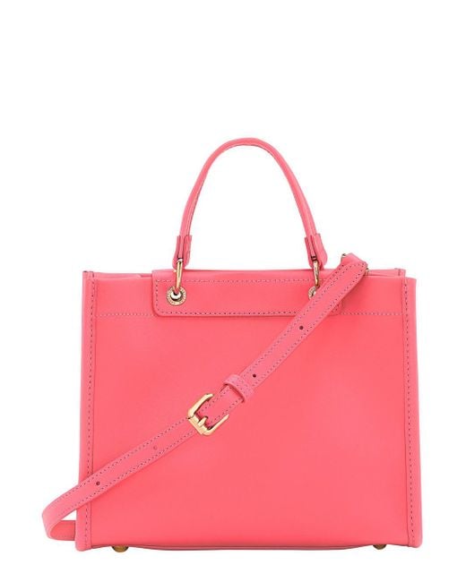 Longchamp Pink 'Small Cabas' Handbag With Embossed Logo On The Front And Adjustable And Removable Shoulder Strap