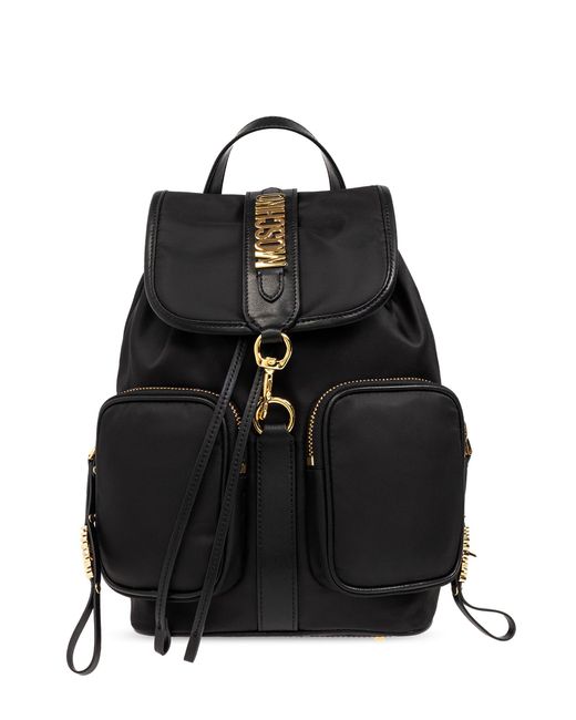 Moschino Black Backpack With Logo,