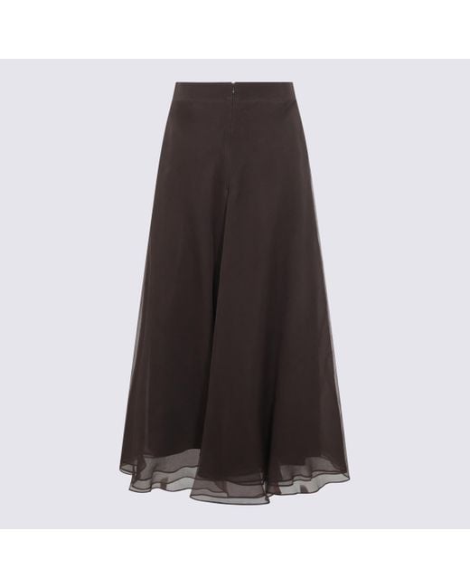 Brunello Cucinelli Brown Dark Silk Skirt