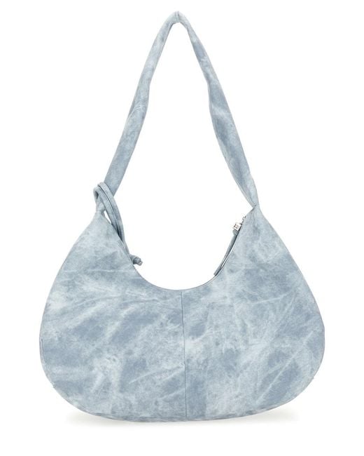 Ganni Blue Medium Bleached Hobo Bag Recycled Polyester Shoulder