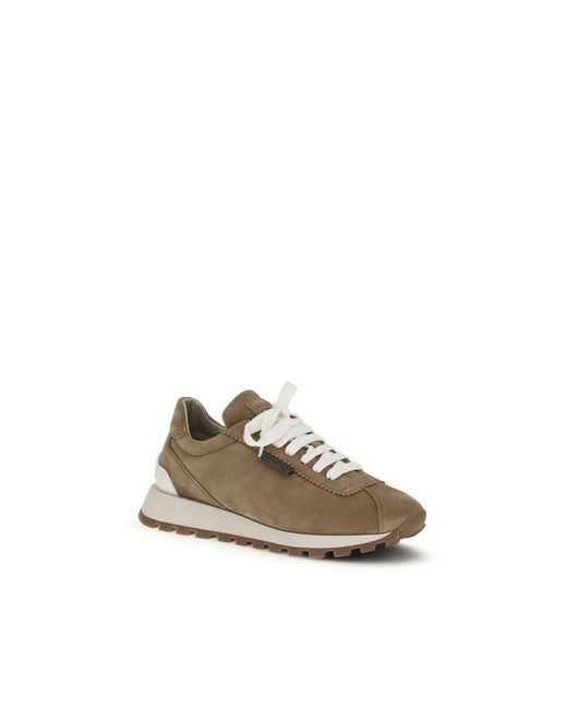 Brunello Cucinelli Natural Calf Leather Bos Taurus Platform Sneakers
