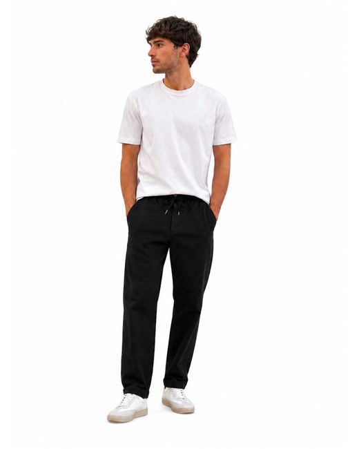 Vilebrequin Black Stretch Cotton Satin Trousers With Drawstring Waist for men