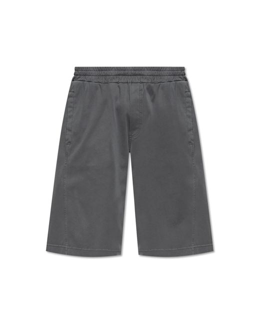 Dolce & Gabbana Gray Cotton Shorts With Logo Appliqué for men
