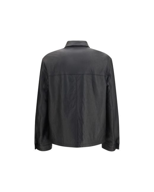Prada Black Lamb Ovis Aries Aries Leather Jacket for men