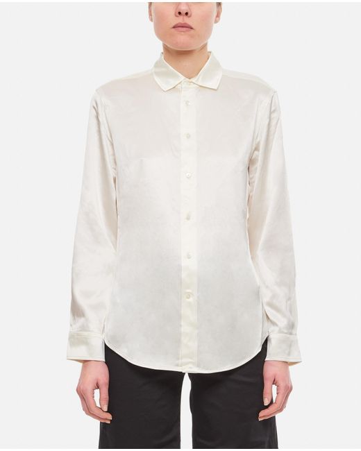 Ralph Lauren White Long Sleeve Button Front Silk Shirt