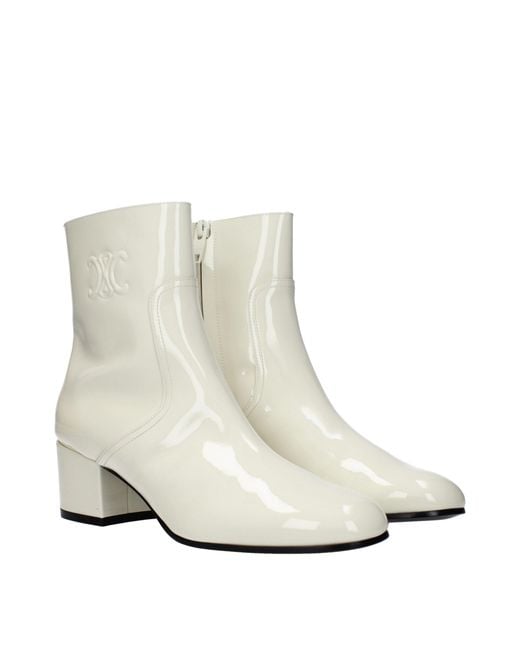 Céline White Leather Ankle Boots