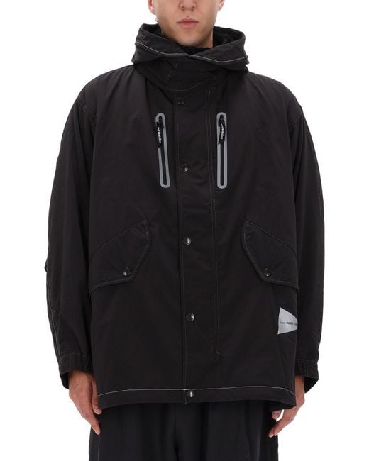 And Wander Black Fishtail Octa Jacket Polyester for men