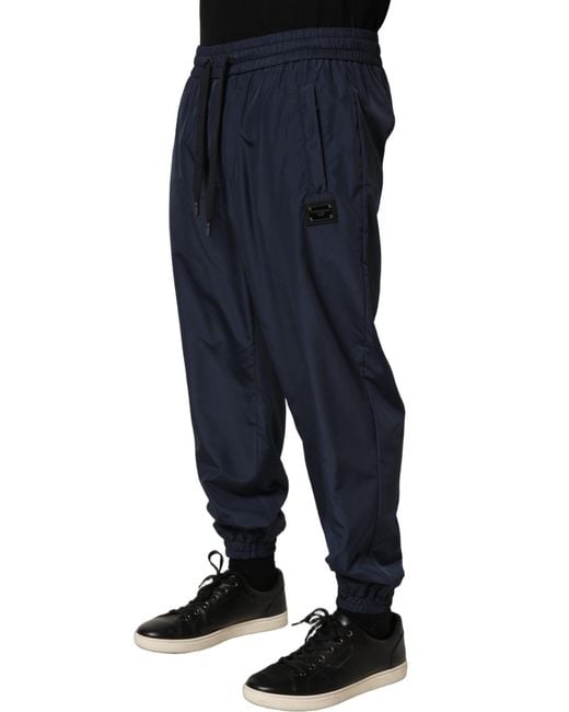 Dolce & Gabbana Blue Dark Polyester Jogger Sweatpants Pants for men