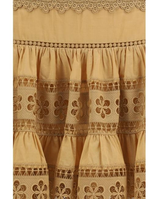 Charo Ruiz Natural Lea Short Skirt Cotton Voile Cotton; Polyester