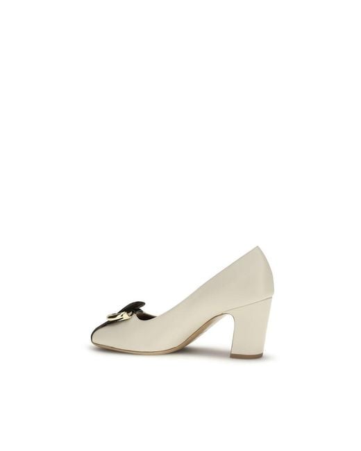 Ferragamo Metallic Beige Calf Leather Bos Taurus High Heel Pumps