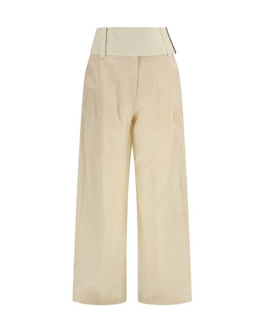 Max Mara White Trousers Ferito Cotton