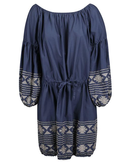 Bazar Deluxe Blue Ruffle Mid-Length Dress