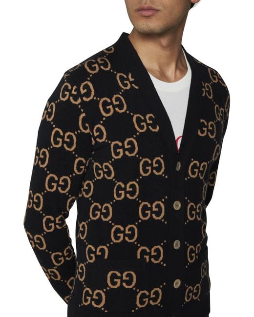 Gucci Black GG Wool Cardigan for men
