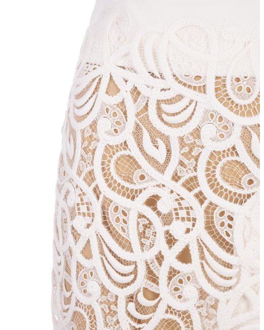 Ermanno Scervino White Embroidered Midi Skirt With Slit