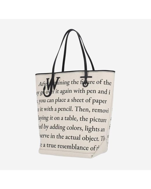 J.W. Anderson Green Cotton Blend Anchor Shopping Bag Ivory, Shoulder for men