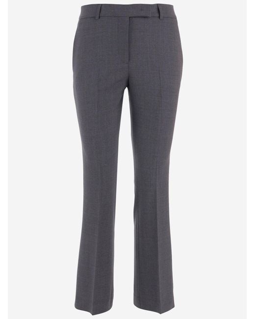 Ql2 Gray Stretch Wool-Blend Nellie Pants Trousers