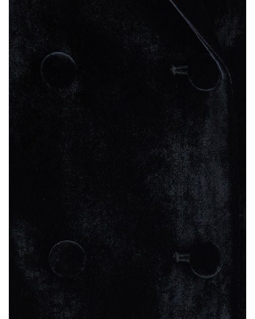 P.A.R.O.S.H. Black P.A.R.O..H. Double-Breasted Velvet Blazer Viscose Blazers