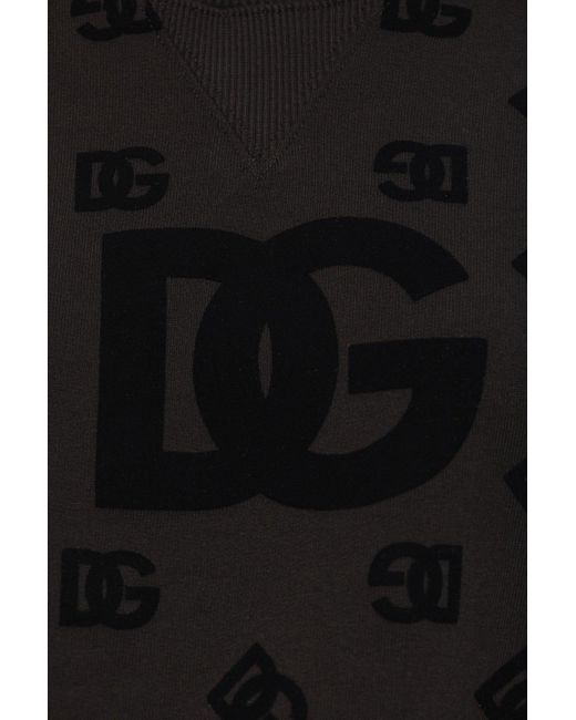 Dolce & Gabbana Black Sweatshirt With Velvet Pattern,