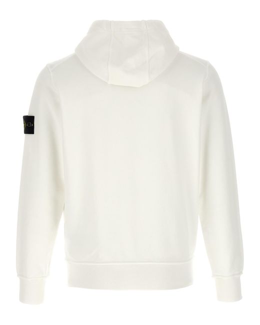 Stone Island White Logo Badge Hoodie for men