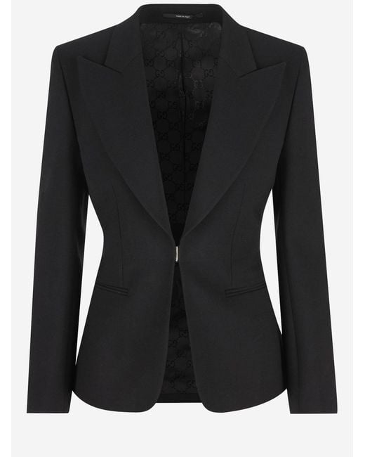 Gucci Black Stretch Wool Blend Jacket