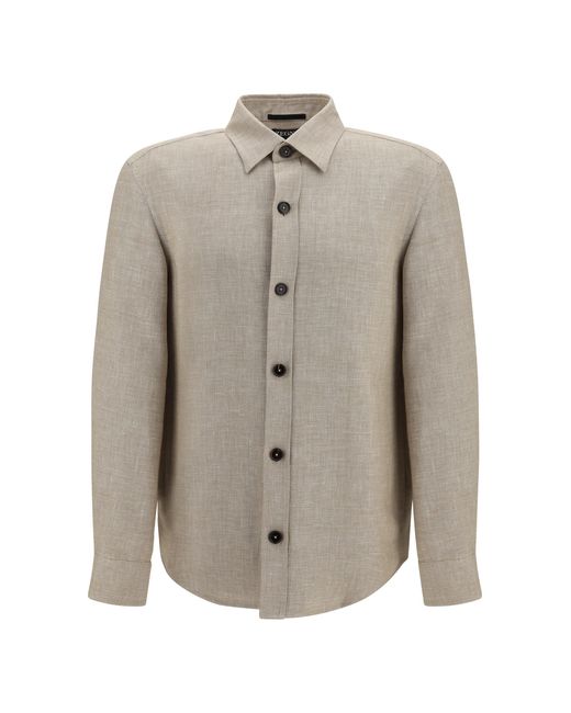 Zegna Gray Crossover Overshirt A Linen, Wool And Silk Blend Shirt for men