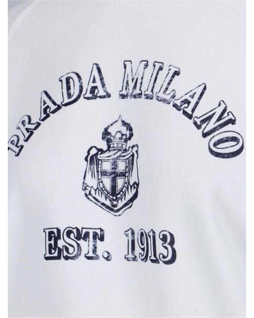 Prada Blue Logo Crewneck Sweatshirt