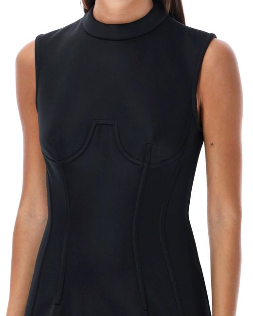MSGM Black Rear Zipped Mock-neck Mini Dress