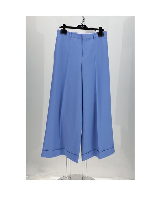 Céline Blue Trousers Long Docks Polyester