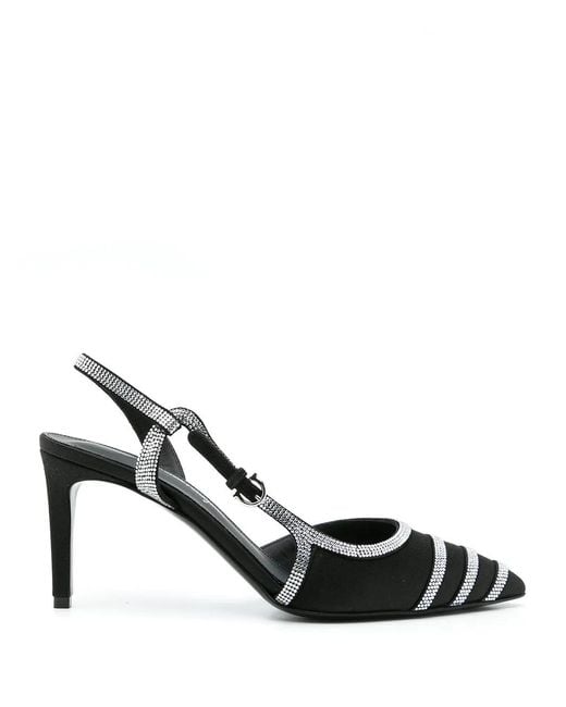 Ferragamo Black Ferragamo Rhinestone Sling-Back Pumps