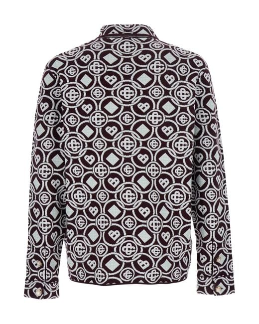 Casablanca Red Bordeaux Shirt With Classic Collar And All-Over Monogram for men