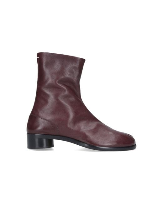 Maison Margiela Purple Ankle-High Split-Toe Leather Boots for men
